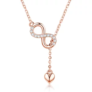 Colier din argint Rose Gold Infinity and Heart
