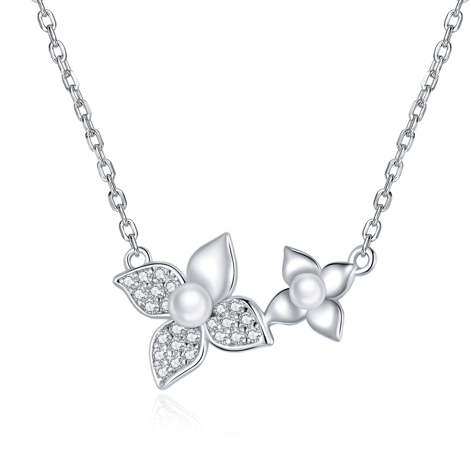 Colier din argint sparkling flowers & pearls