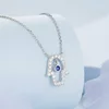 Colier reglabil din argint Blue Crystal Hamsa picture - 2