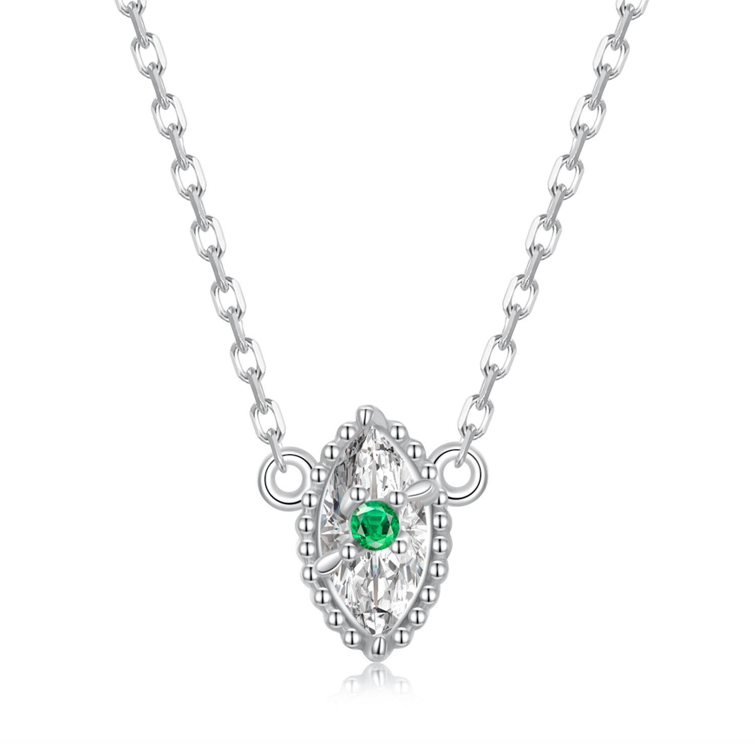 Colier reglabil din argint small green crystal