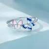 Inel din argint Blue and Pink Fire Butterfly picture - 2