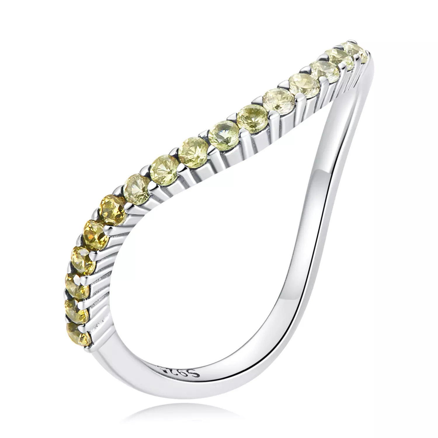 Inel din argint Curved Yellow Crystals