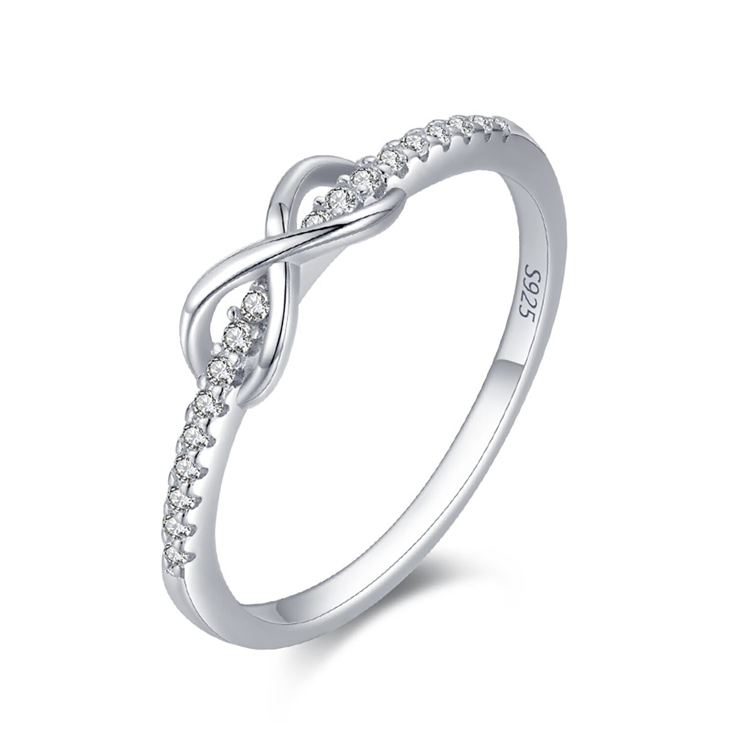Inel din argint infinity studded band