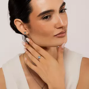 Inel din argint Oval Blue Topaz