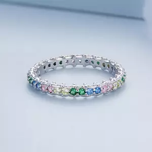 Inel din argint Rainbow Crystal Hoops