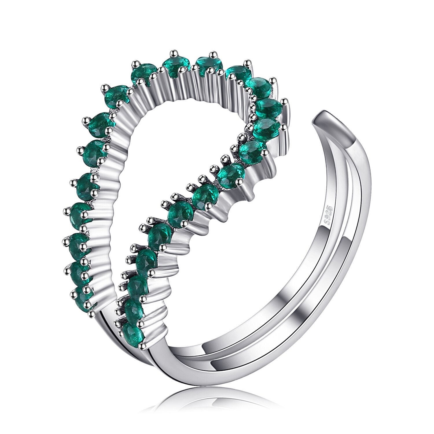 Inel din argint reglabil massive emerald stones