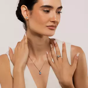 Inel din argint Round Blue Topaz