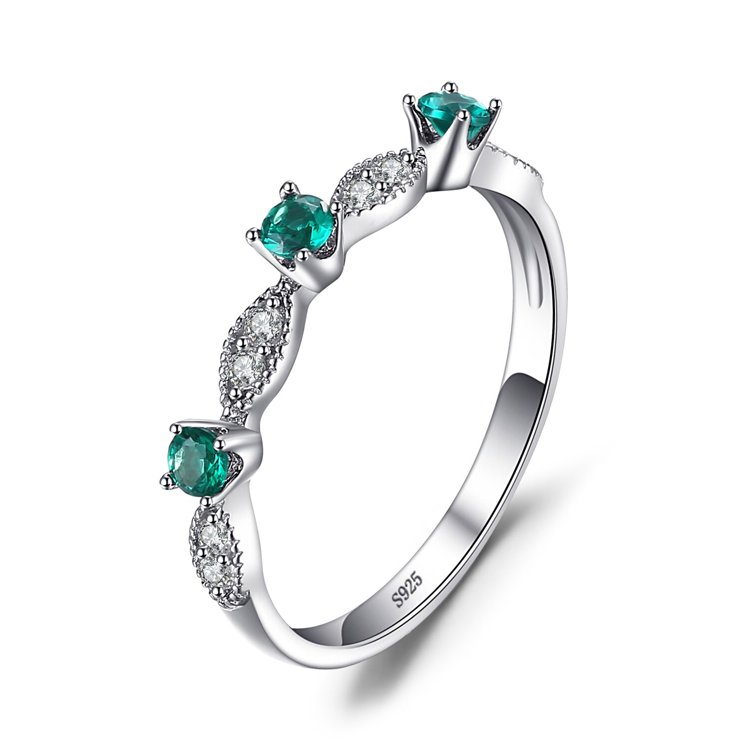 Inel din argint trio green crystal