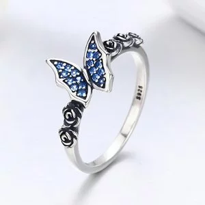 Inel din argint Vintage Blue Butterfly