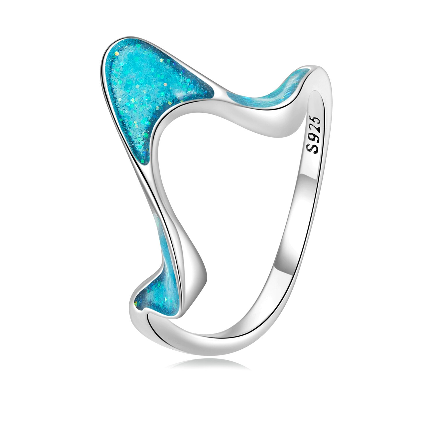 Inel din argint wavy blue