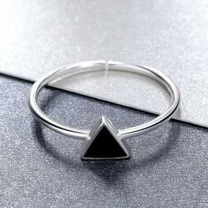 Inel reglabil din argint Black Triangle