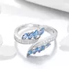 Inel reglabil din argint Blue Drops Ring picture - 2