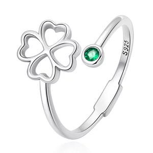 Inel reglabil din argint Clover Green