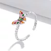 Inel reglabil din argint Open Colorful Butterfly picture - 2