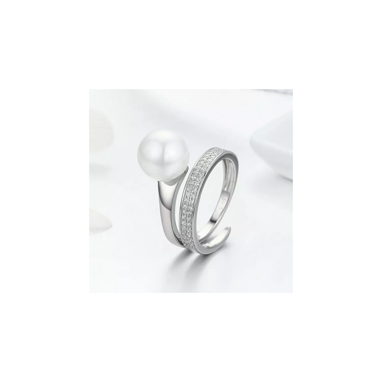heal Exclusive To the truth Inel reglabil din argint Elegant White Pearl