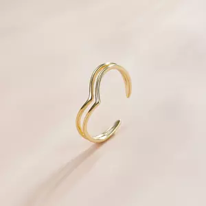 Inel reglabil din argint Golden V Shape