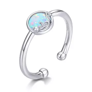 Inel reglabil din argint Opal Cat Ring