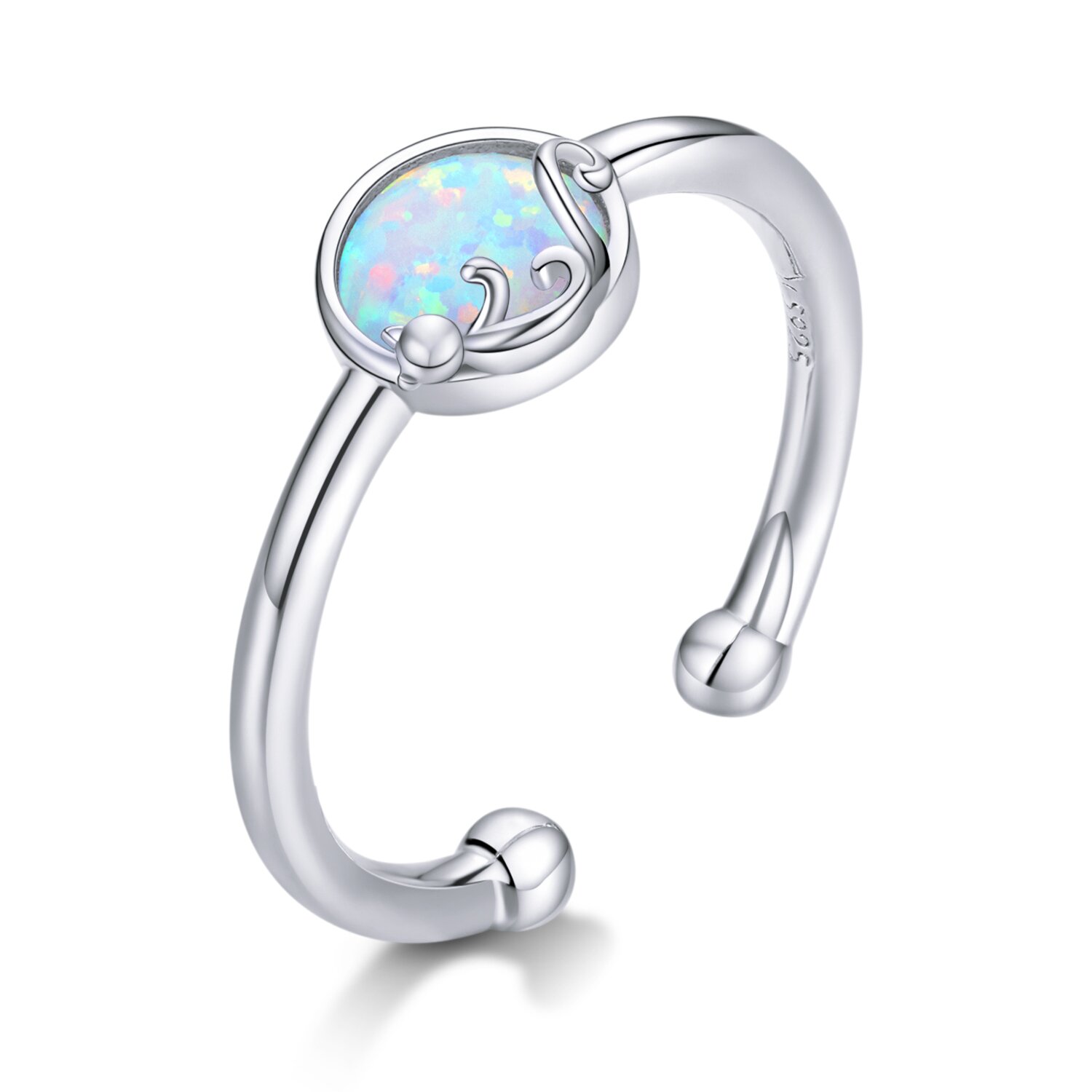 Inel reglabil din argint Opal Cat Ring argint