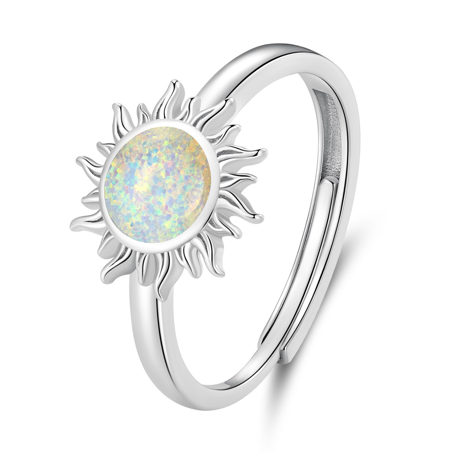 Inel reglabil din argint Opal Color Sun image6