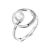 Inel reglabil din argint Silver Circle Pearl picture - 1