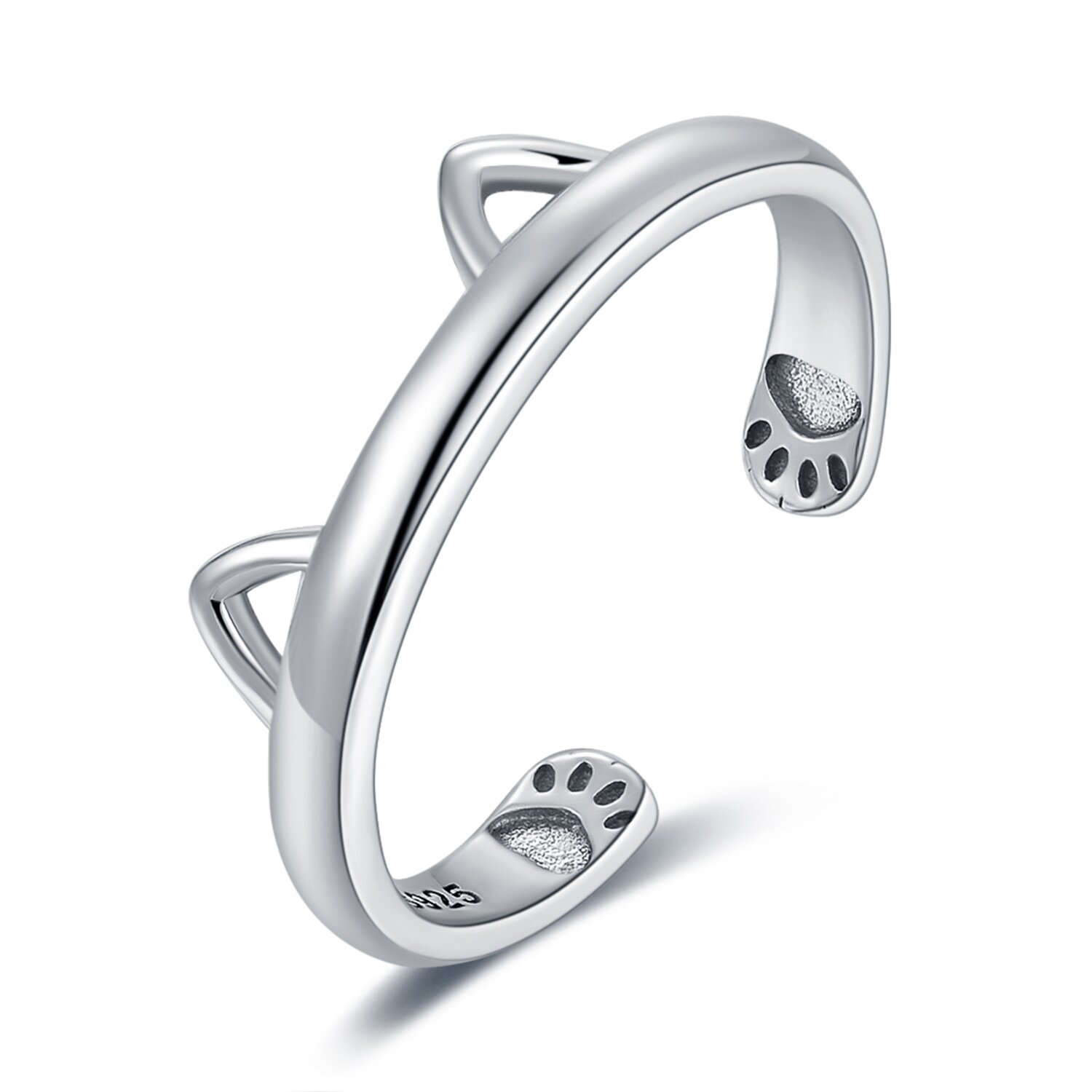 Inel reglabil din argint silver cute kitty