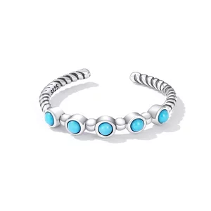 Inel reglabil din argint Turquoise Twist