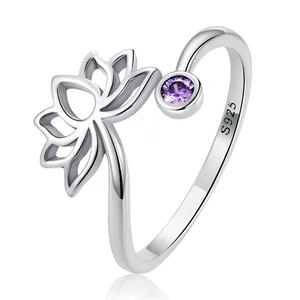 Inel reglabil din argint Water Lily Flower