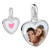 Pandantiv din argint Custom Photo Crystal Pink Heart picture - 1