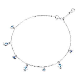 Bratara de glezna din argint Blue Fatima Chain