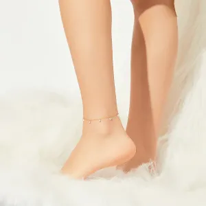 Bratara de glezna din argint Rose Gold Crystal Chain