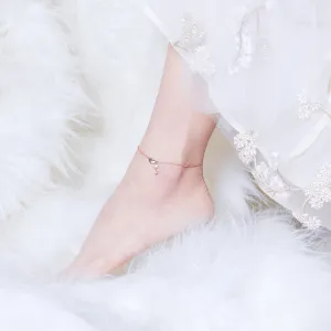 Bratara de glezna din argint Rose Gold Key of my Heart