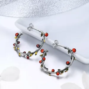 Cercei din argint Autumn Fruits Hoops