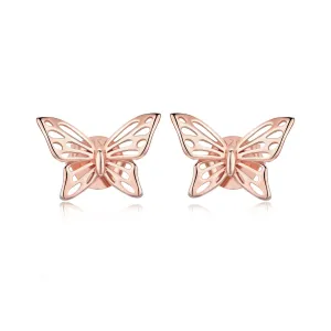 Cercei din argint Beautiful Butterfly Rose Gold