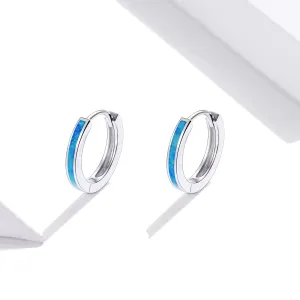 Cercei din argint Blue Band Hoops