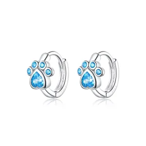 Cercei din argint Blue Paws Hoops