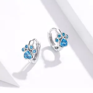 Cercei din argint Blue Paws Hoops