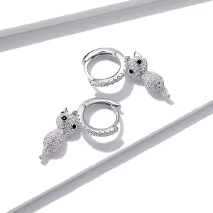 Cercei din argint Crystals Cats Hoops