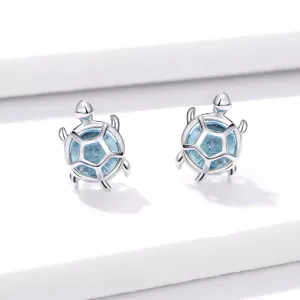 Cercei din argint Cute Blue Turtles