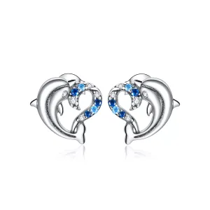 Cercei din argint Dolphin Love