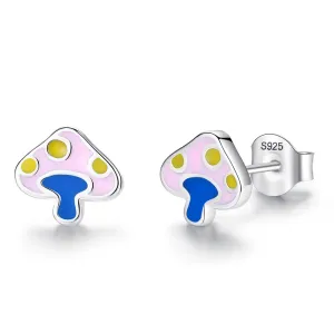Cercei din argint Email Little Mushroom