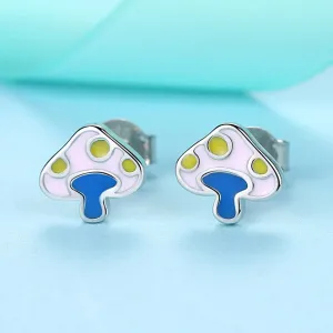 Cercei din argint Email Little Mushroom