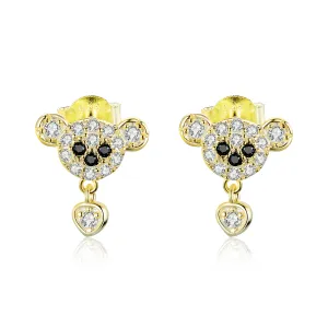 Cercei din argint Golden Glamour Teddy Bear