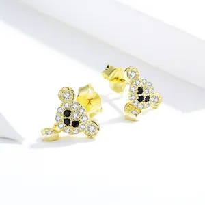 Cercei din argint Golden Glamour Teddy Bear
