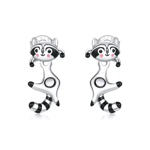 Cercei din argint Happy Racoon