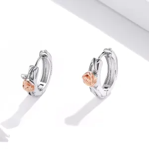 Cercei din argint Little Rose Hoops