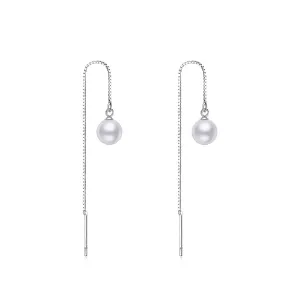 Cercei din argint Long Classy Pearls