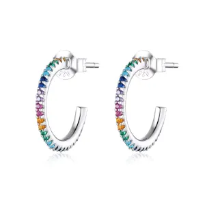 Cercei din argint Rainbow Hoops