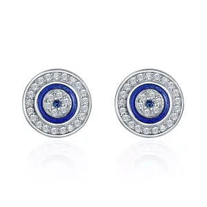 Cercei din argint Shiny Blue Eye Studs