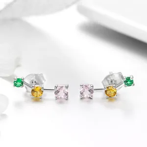 Cercei din argint Trio Colored Stones