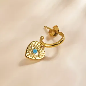 CERCEL din argint Golden Hamsa Heart